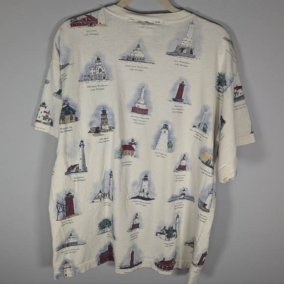 Vintage Art Unlimited nautical lighthouses and states Tshirt size men's XL - Picture 5 of 6
